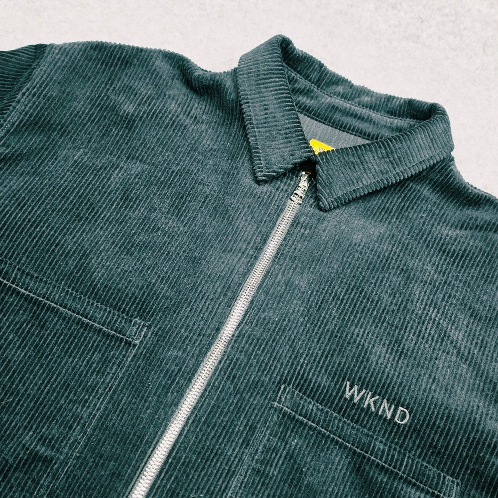 WKND Skateboard Brand Mens Black Corduroy Zip Up Shirt Jacket Pocket